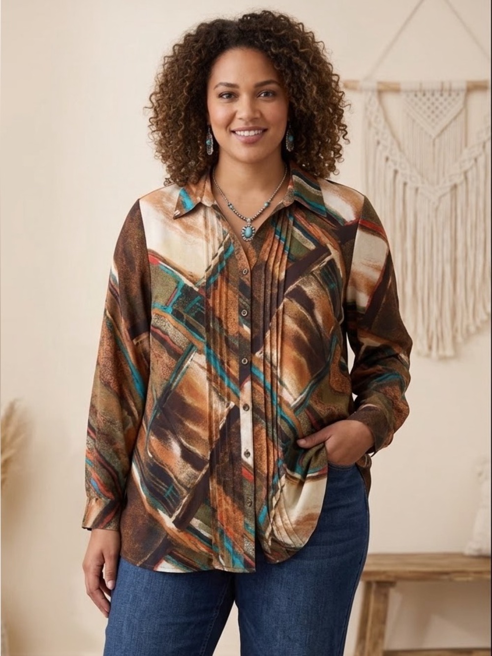 Vintage Catherine’s Button down Blouse Western Boho Size 14/16